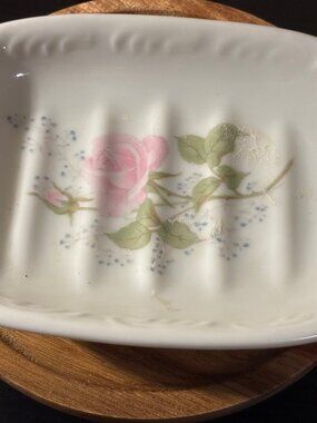 Vintage Action Japan Pink Rose Porcelain Soap Trinket Dish Cottagecore 5"